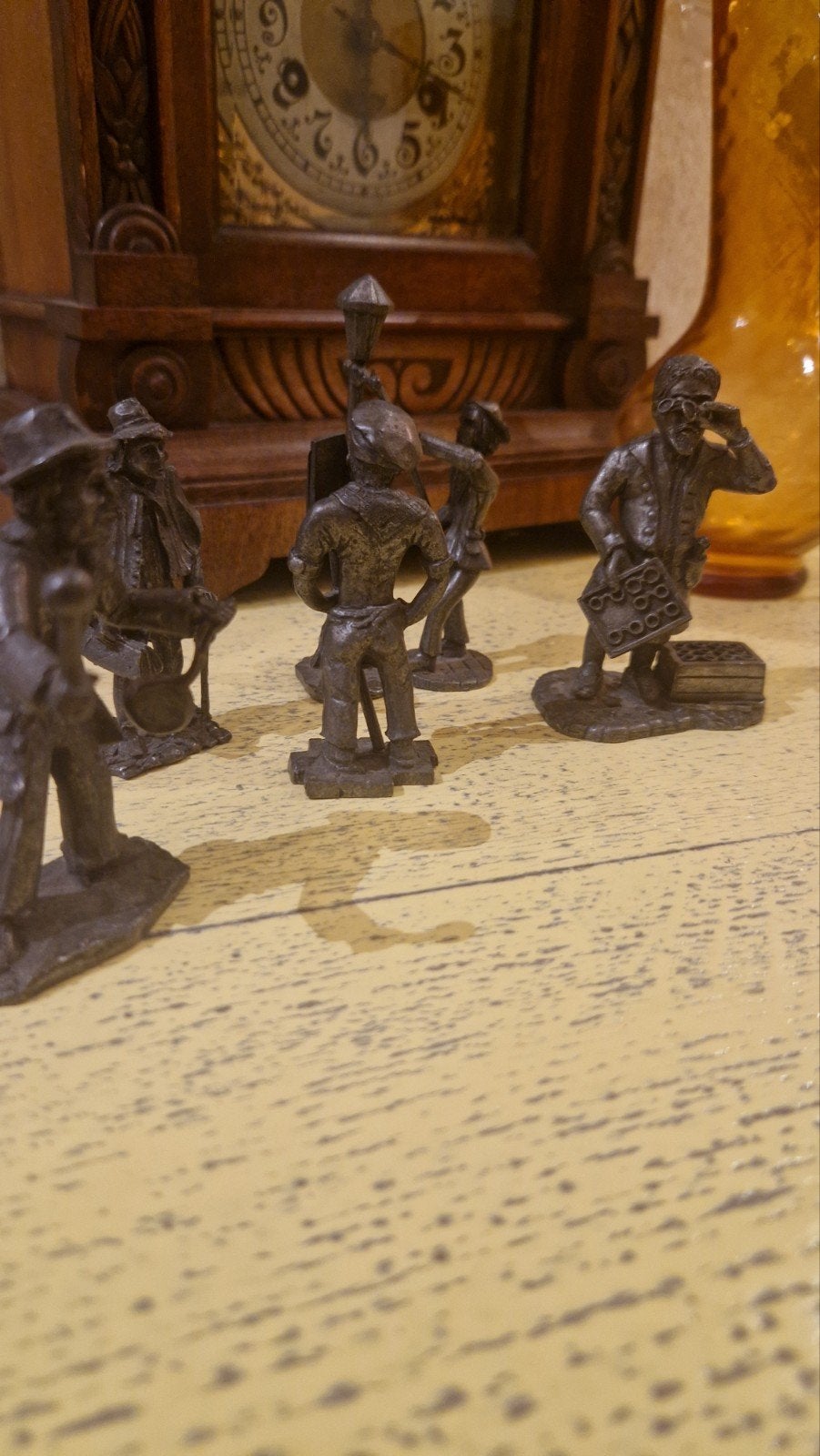 Set van 6 antieke tinnen beeldjes, Ophalen of Verzenden