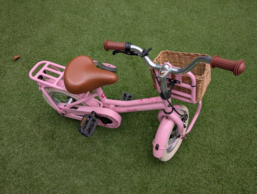 12 inch meisjes kinderfiets, Fietsen en Brommers, Fietsen | Kinderfietsjes, Ophalen, Terugtraprem, Zijwieltjes, Gebruikt