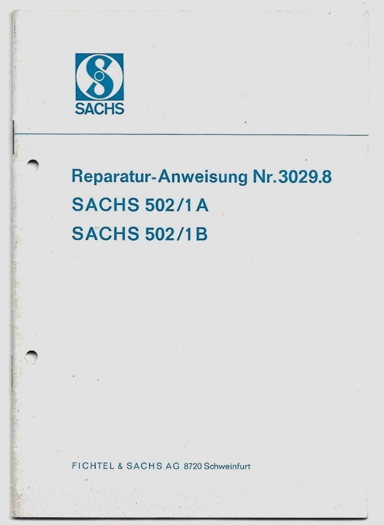 Sachs 502 /1A 502/1B Reparatieboek bromfietsblok, Verzenden, Zo goed als nieuw