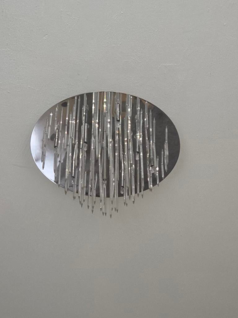 Moderne plafondlamp met glazen staafjes, Ophalen of Verzenden, Zo goed als nieuw, Glas, Modern, Eigentijds