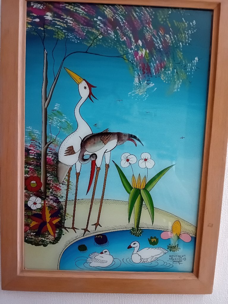 Reversed glass painting ("Alexis Ngom, Dakar 2009"), Antiek en Kunst, Ophalen