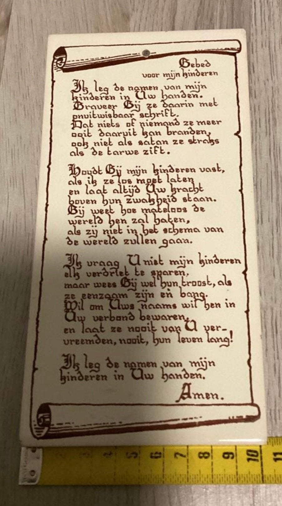 RELIGIEUZE TEKST OP TEGEL !!, Antiek en Kunst, Ophalen of Verzenden