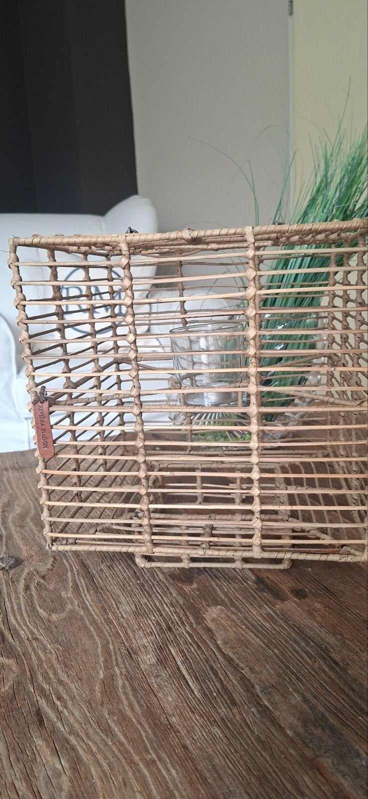 Rivièra Maison rustic rattan lantaarn, Gebruikt, Natuurlijk materiaal, Rivièra Maison, Ophalen of Verzenden