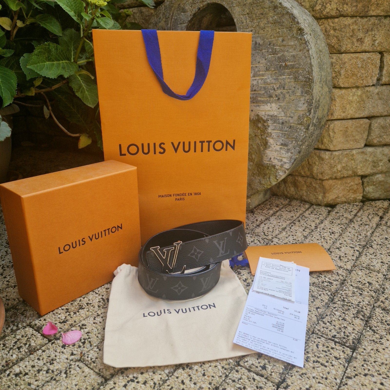 Louis Vuitton LV Initiales 40mm Reversible Riem Taigarama (9, Ophalen of Verzenden, Bruin, Handtas