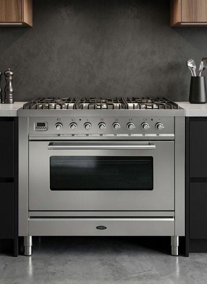 Boretti Fornuis 90cm breed 60cm diep - RVS Gasfornuis, 60 cm of meer, Ophalen of Verzenden, Zo goed als nieuw, Gas