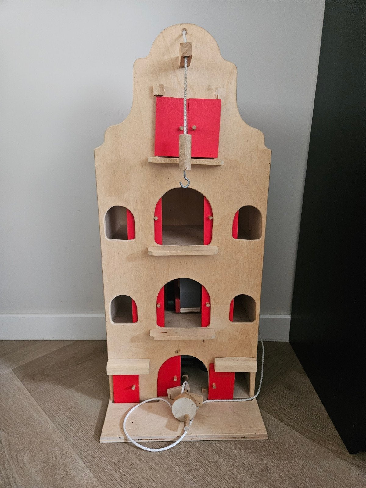 Houten grachtenpand speelhuis met katrol, Ophalen, Gebruikt, Overige typen
