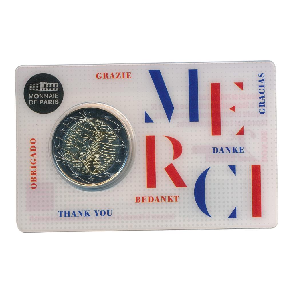 Frankrijk 2 euro 2020 Merci Monnaie de Paris in coincard, Ophalen of Verzenden, Frankrijk, 2 euro, Losse munt