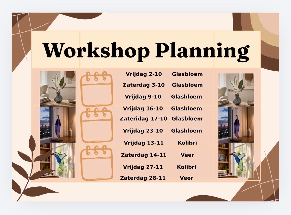Workshop Glasdecoratie Tiffany techniek / glas in lood, Diensten en Vakmensen, Hobby of Vrije tijd