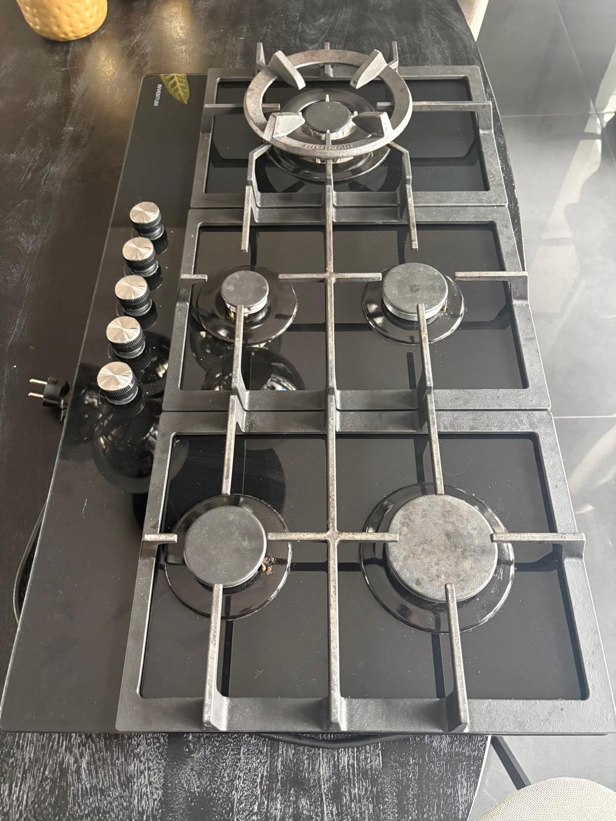 Inventum Gaskookplaat 90cm - 5 Kookzones, Ophalen, Gebruikt, Inbouw, Gas