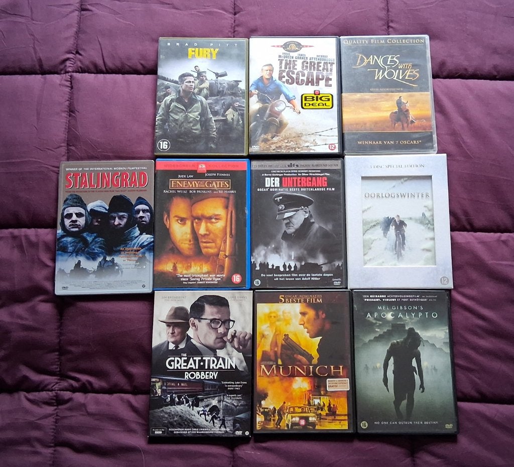 DVD Bundel (Historisch, Animatie, Thriller), Ophalen, Gebruikt, Inclusief doosje, Alle leeftijden