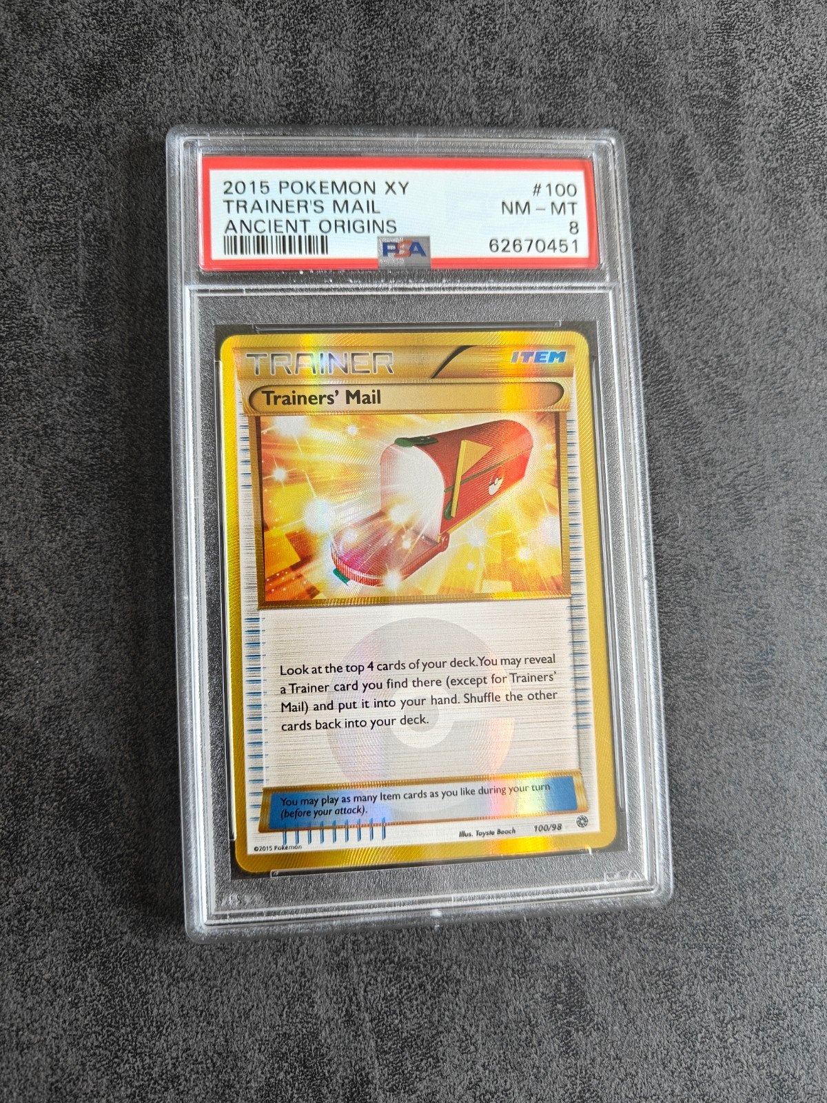 Pokemon Trainers Mail Ancient Origins PSA 8 NM-MT, Ophalen of Verzenden, Zo goed als nieuw, Losse kaart