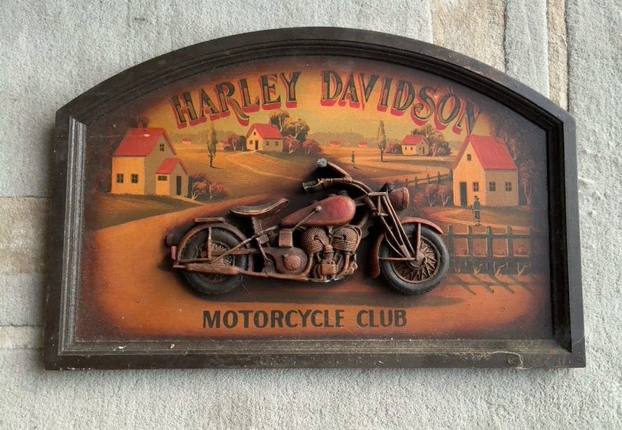 Harley-Davidson 3D houten wandbord 60x40 cm – mancave, Ophalen, Zo goed als nieuw