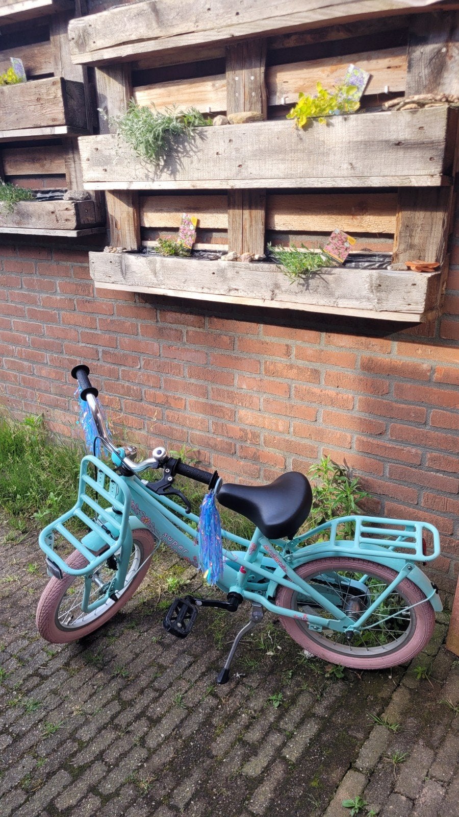 Turquoise 16 inch meisjesfiets Super Super Lola, Ophalen, Terugtraprem, Zijwieltjes, 16 tot 20 inch