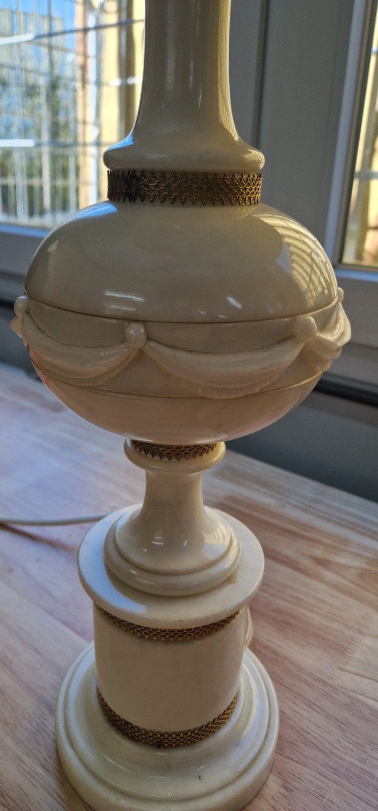 Italiaanse vintage design tafellamp – keramiek, Huis en Inrichting, Overige materialen, Wit, Ophalen of Verzenden, Zo goed als nieuw