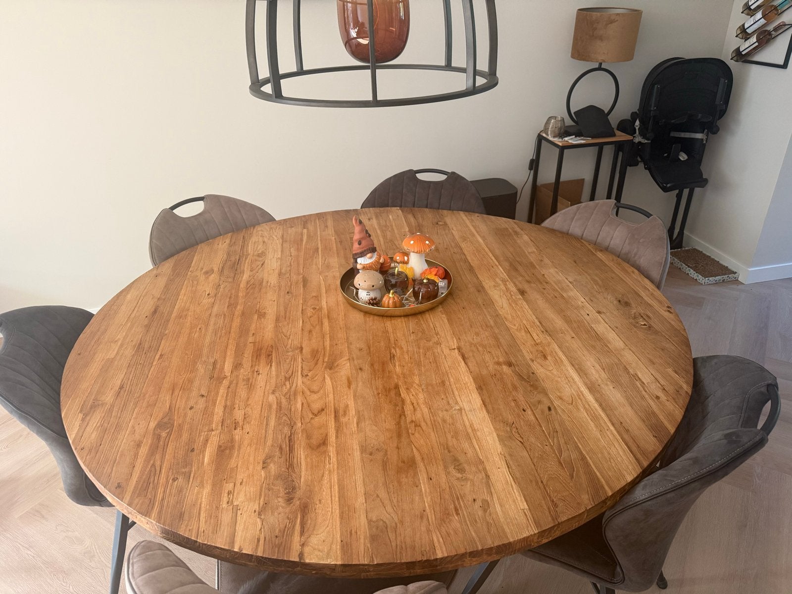 Ronde eettafel Romaro 160cm van Pronto teakhout 6pers, Ophalen, 150 tot 200 cm, Rond, Zo goed als nieuw