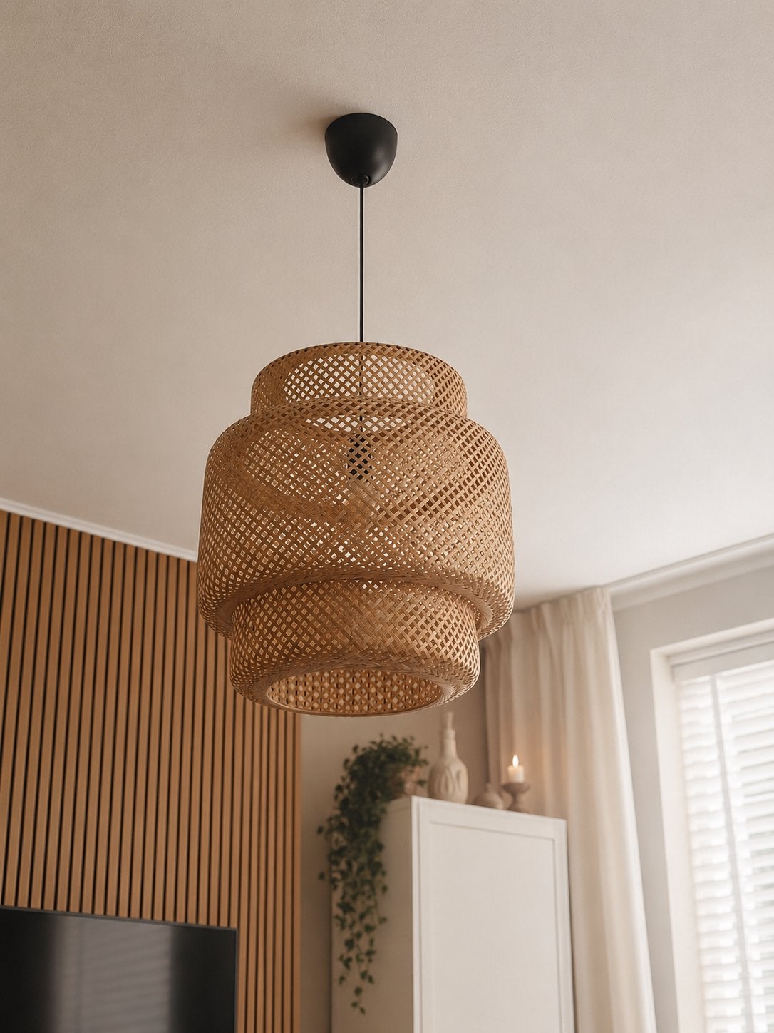 IKEA Sinnerlig bamboe lamp, Huis en Inrichting, Lampen | Hanglampen, Ophalen, Zo goed als nieuw