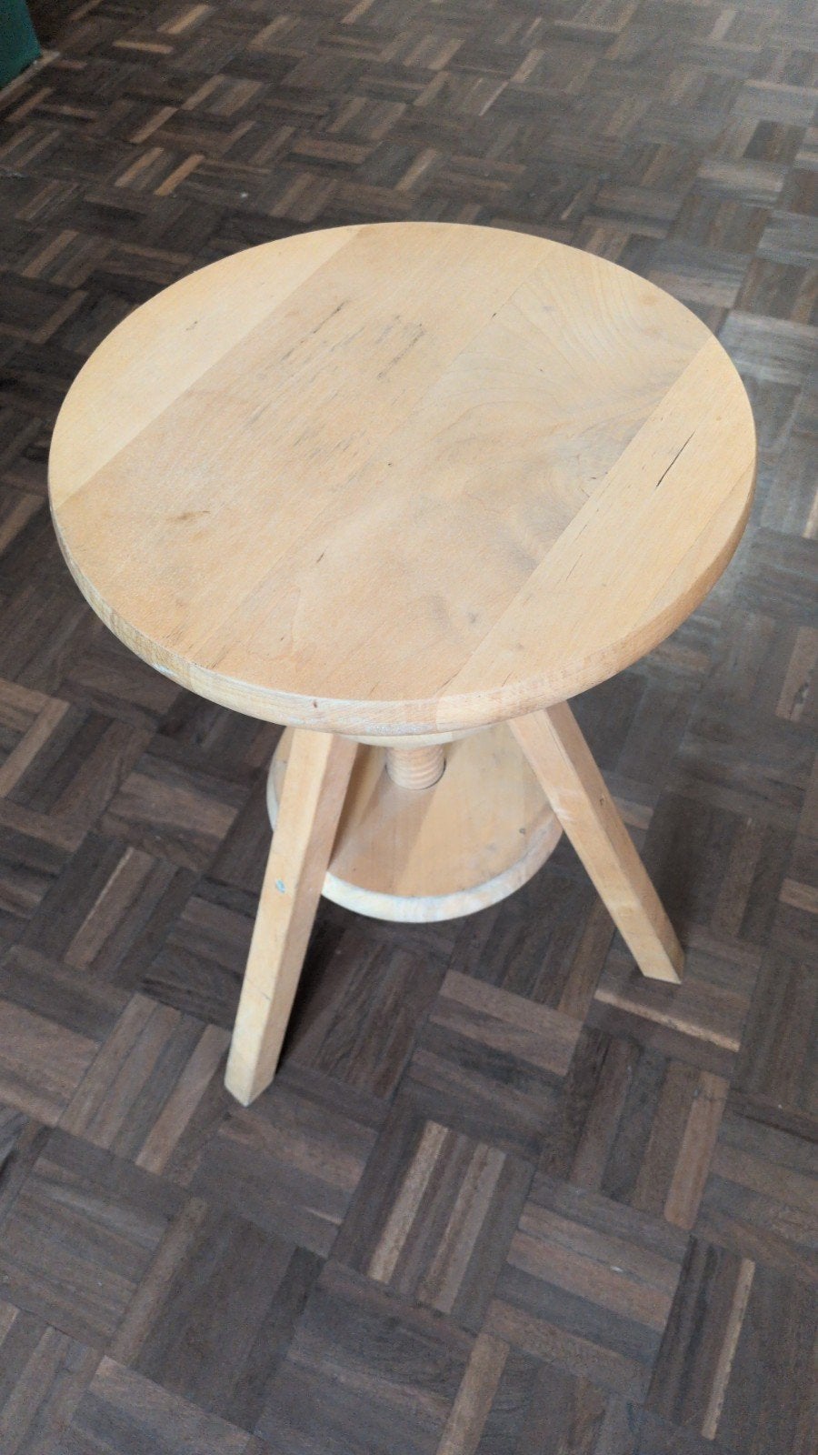 Ongelakte houten draaikruk - In hoogte verstelbaar, Ophalen, In hoogte verstelbaar, Gebruikt, Hout