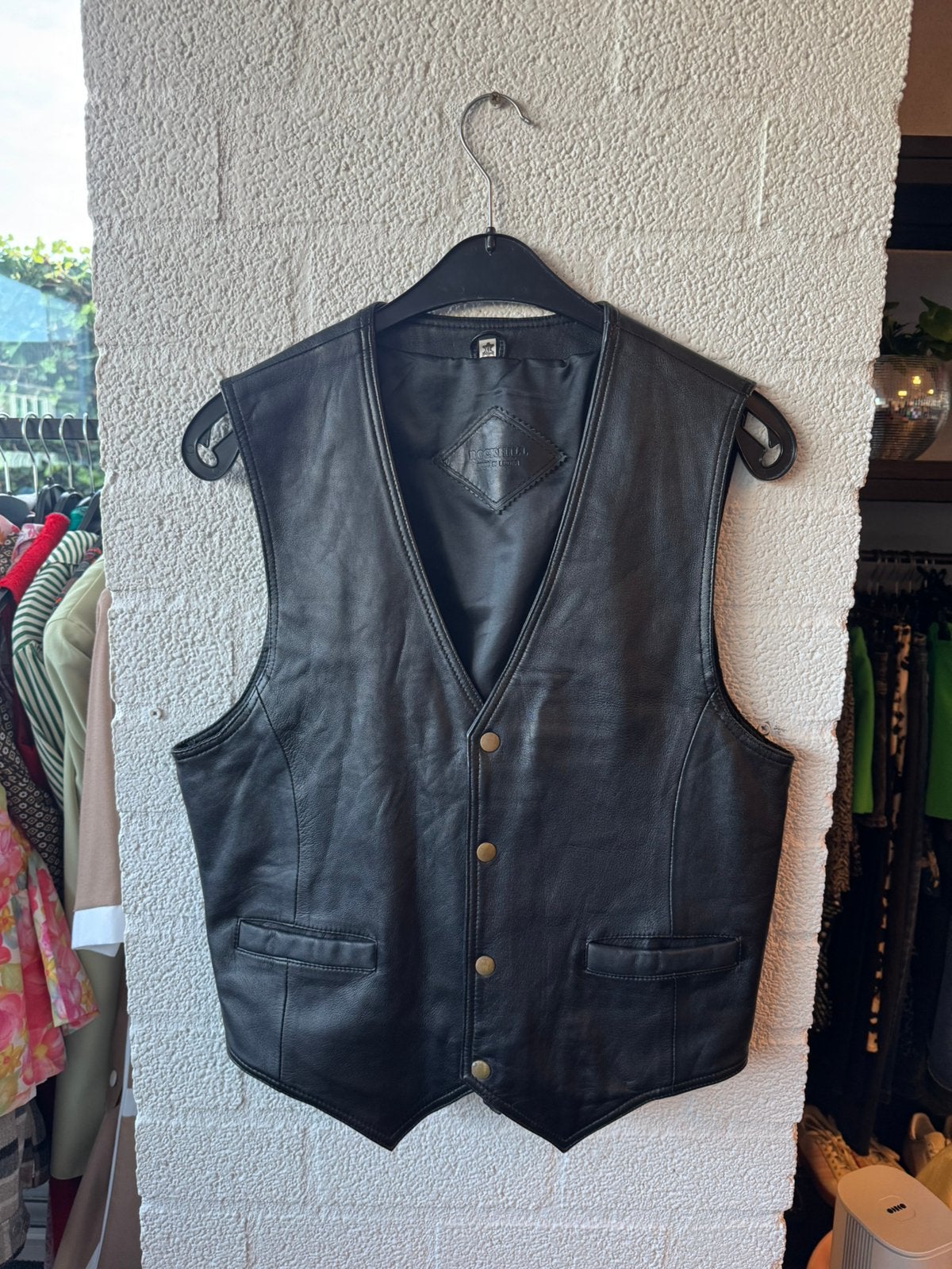 Vintage rockhill leren gilet maat XL echtes leder, Ophalen of Verzenden, Zo goed als nieuw, Maat 56/58 (XL), Zwart