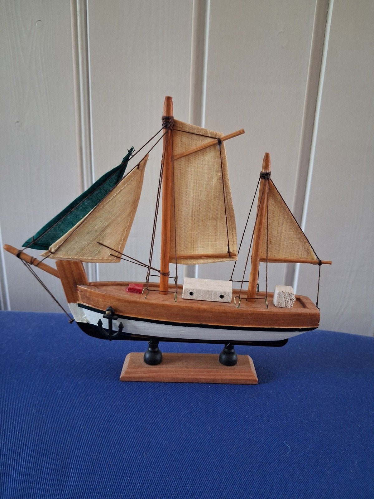 Vintage miniatuur scheepsmodel tweemaster zeilboot, Ophalen