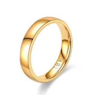 Stalen met goud verguld trouwring, Sieraden, Tassen en Uiterlijk, Ringen, 18 tot 19, IJzer of Staal, Nieuw, Ophalen of Verzenden