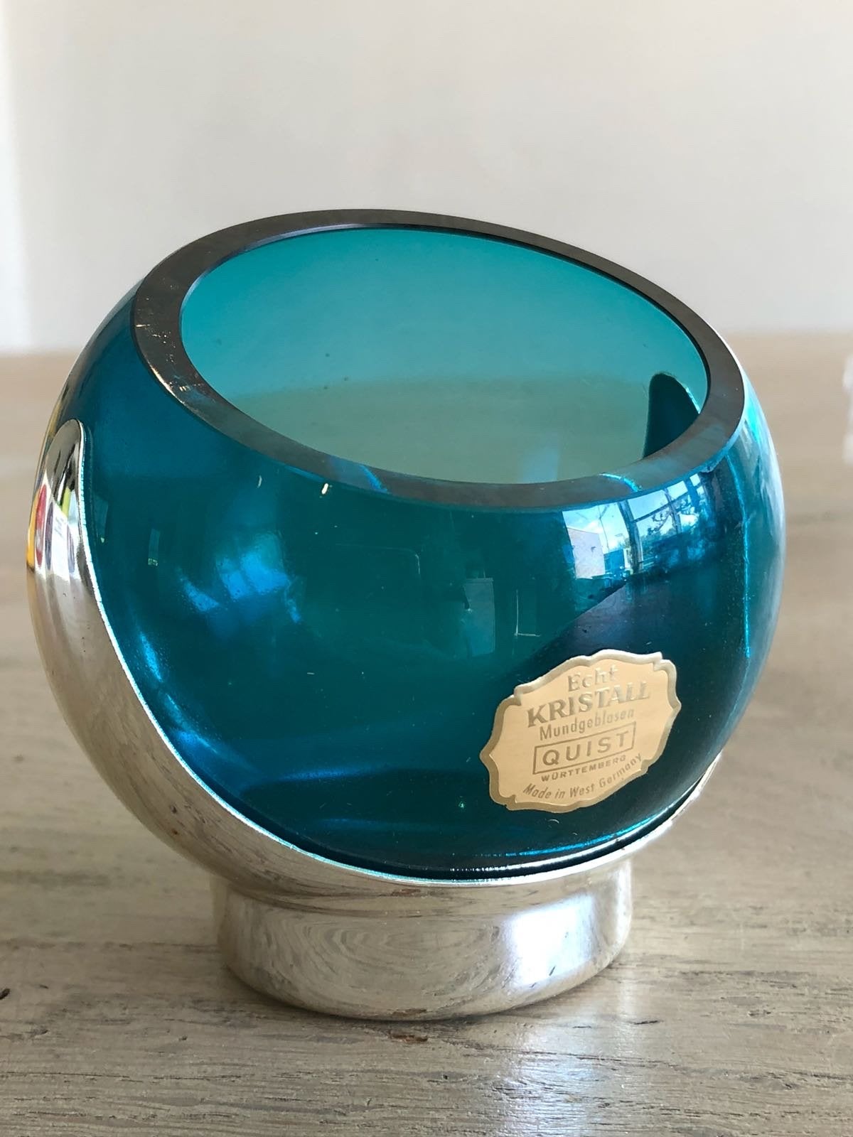 Vintage Quist Vario-Kugel Kristallen Kom - Turquoise, Ophalen of Verzenden