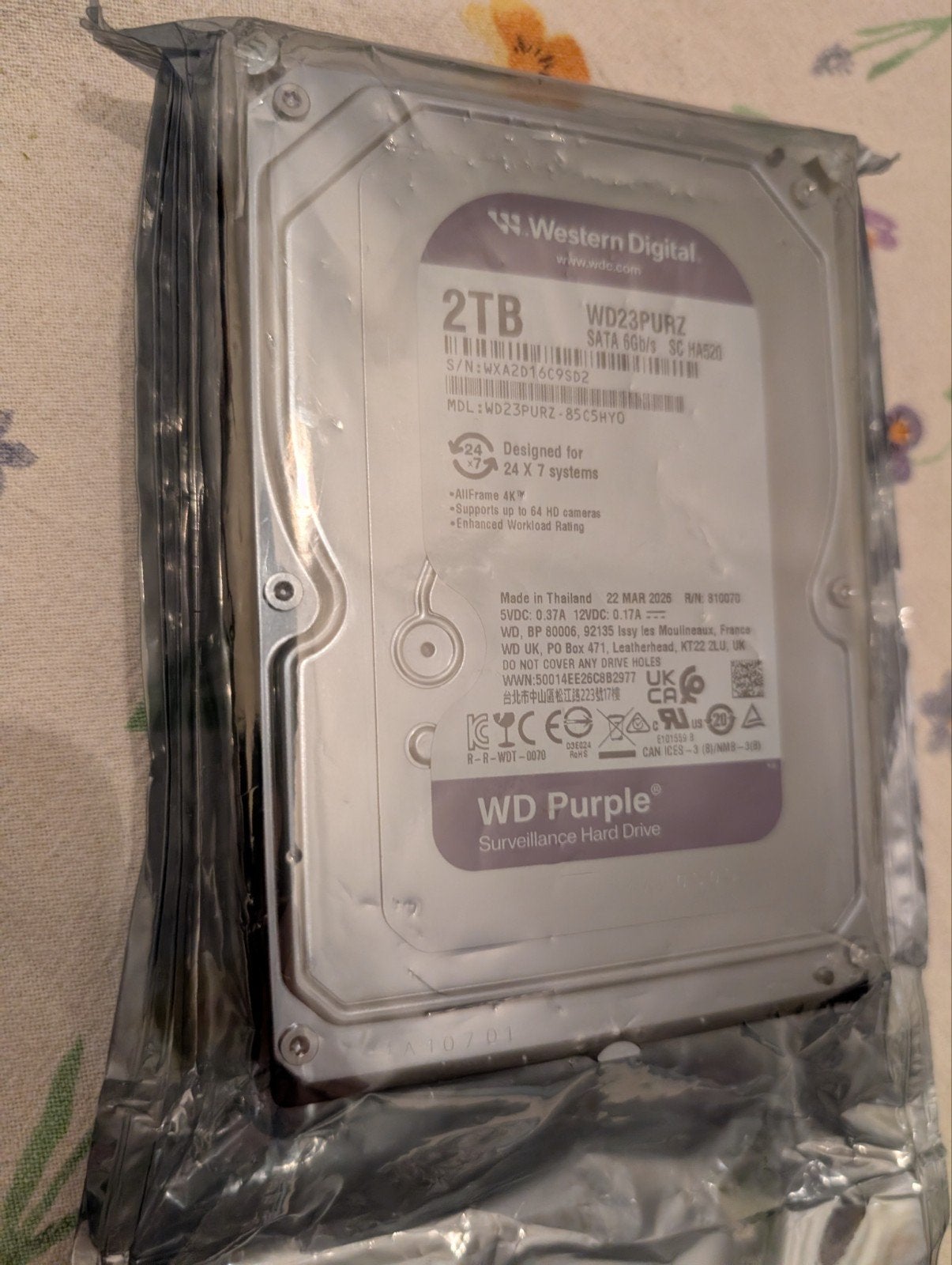 Western Digital WD Purple 2TB Surveillance Hard Drive, Computers en Software, Intern, 2TB, Western Digital, Server