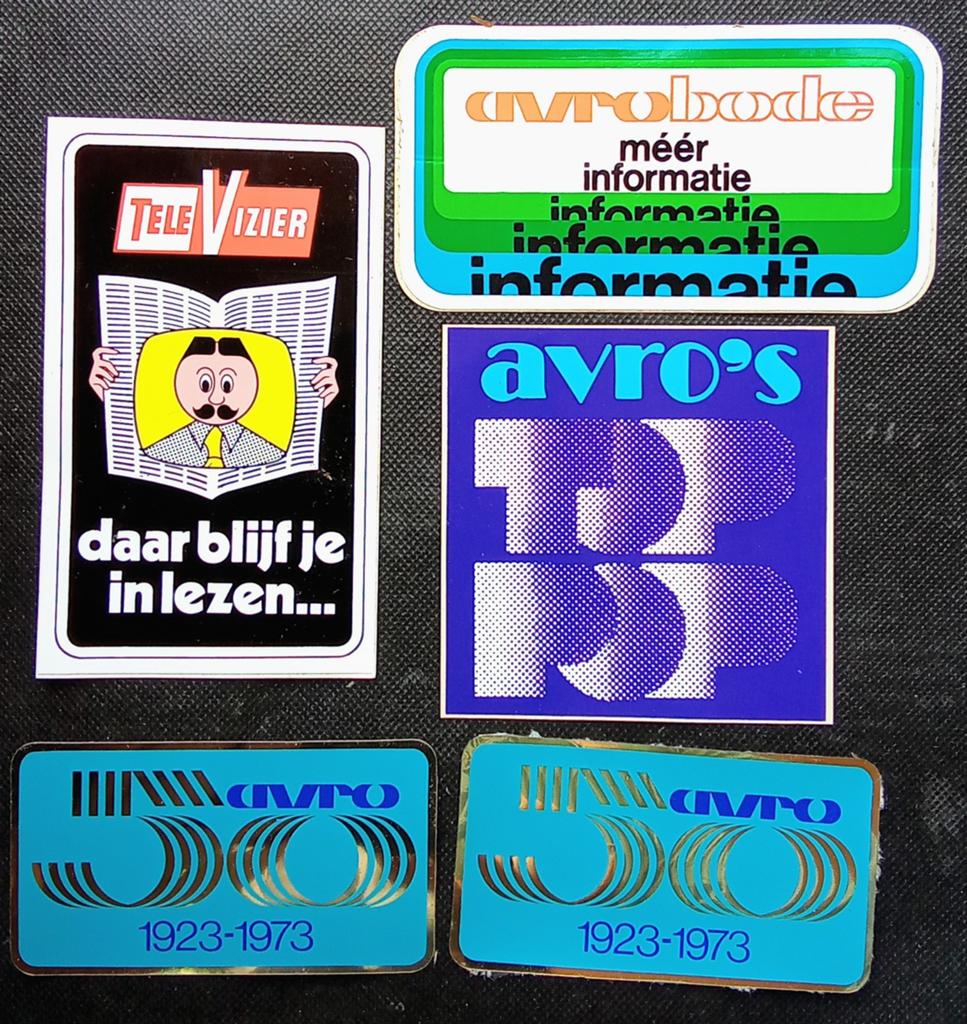5 stickers jaren '70 (Toppop, Avrobode, Televizier), Ophalen of Verzenden, Zo goed als nieuw