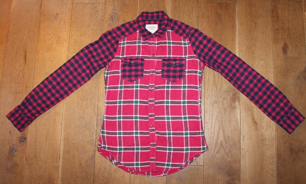 Flanel blouse van Abercrombie & Fitch maat XS, Ophalen of Verzenden, Zo goed als nieuw, Roze, Maat 34 (XS) of kleiner