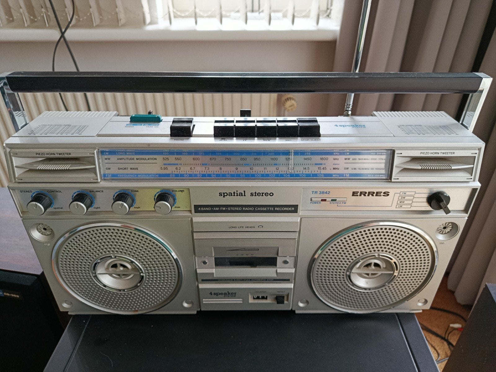 Vintage Erres TR3842/04 radio cassette recorder, Ophalen of Verzenden