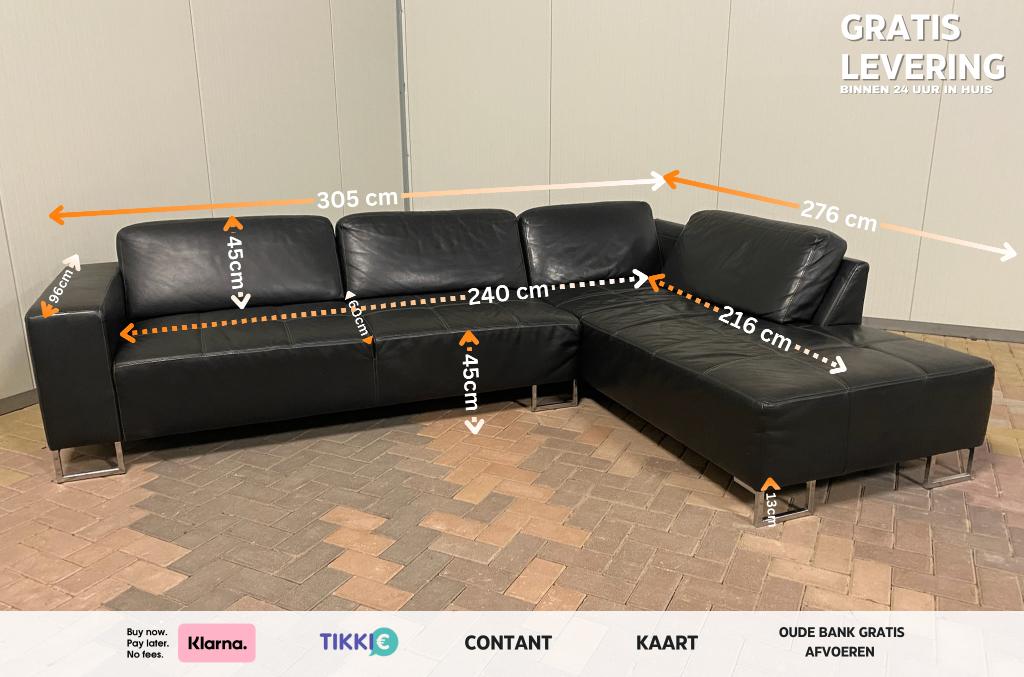 Piet Klerkx Grote Leren Hoekbank–Gratis Levering, Huis en Inrichting, 250 tot 300 cm, Hoekbank, Ophalen of Verzenden, Zo goed als nieuw