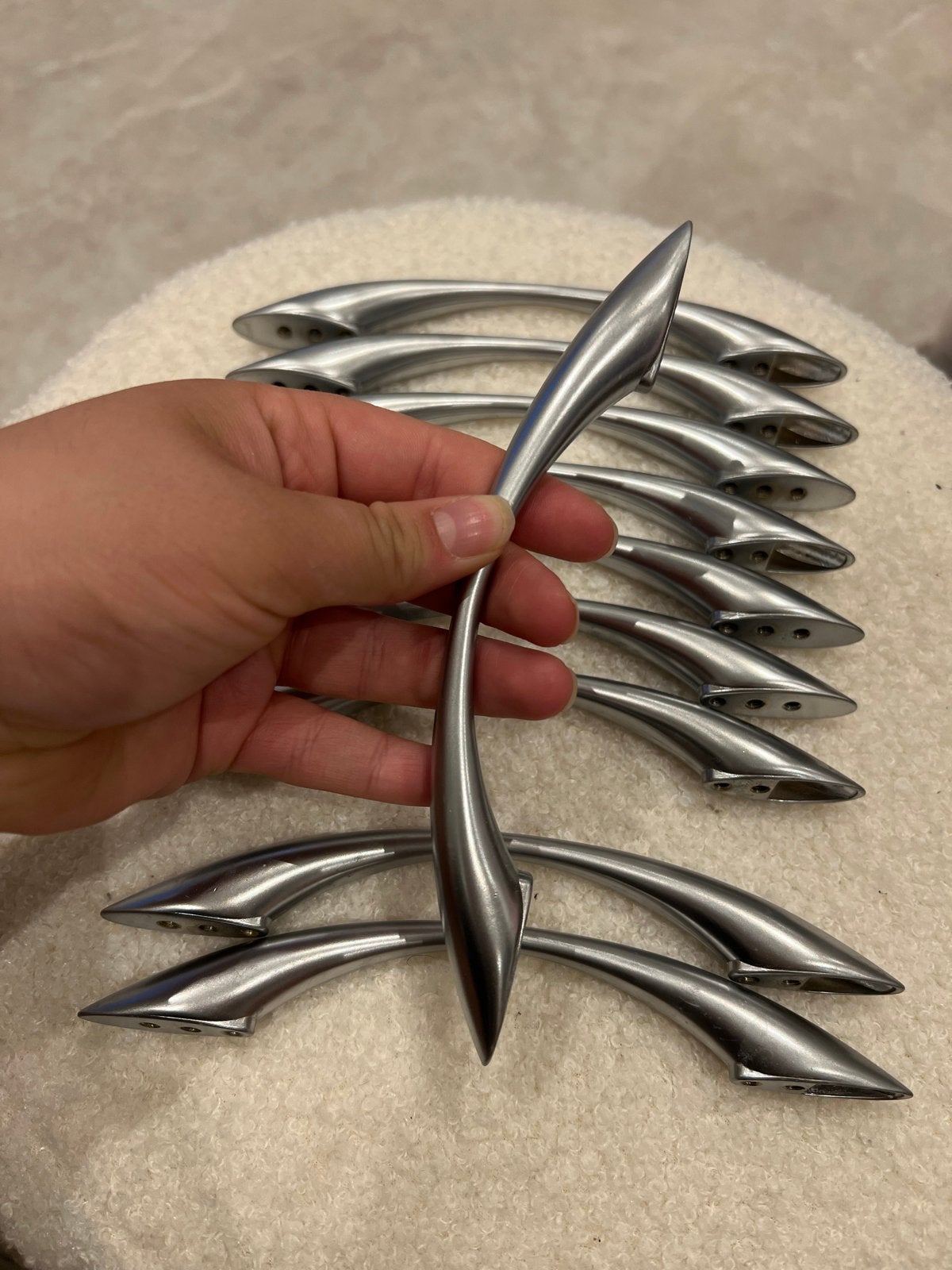 Set van 10 moderne zilverkleurige handgrepen, Ophalen of Verzenden, Gebruikt