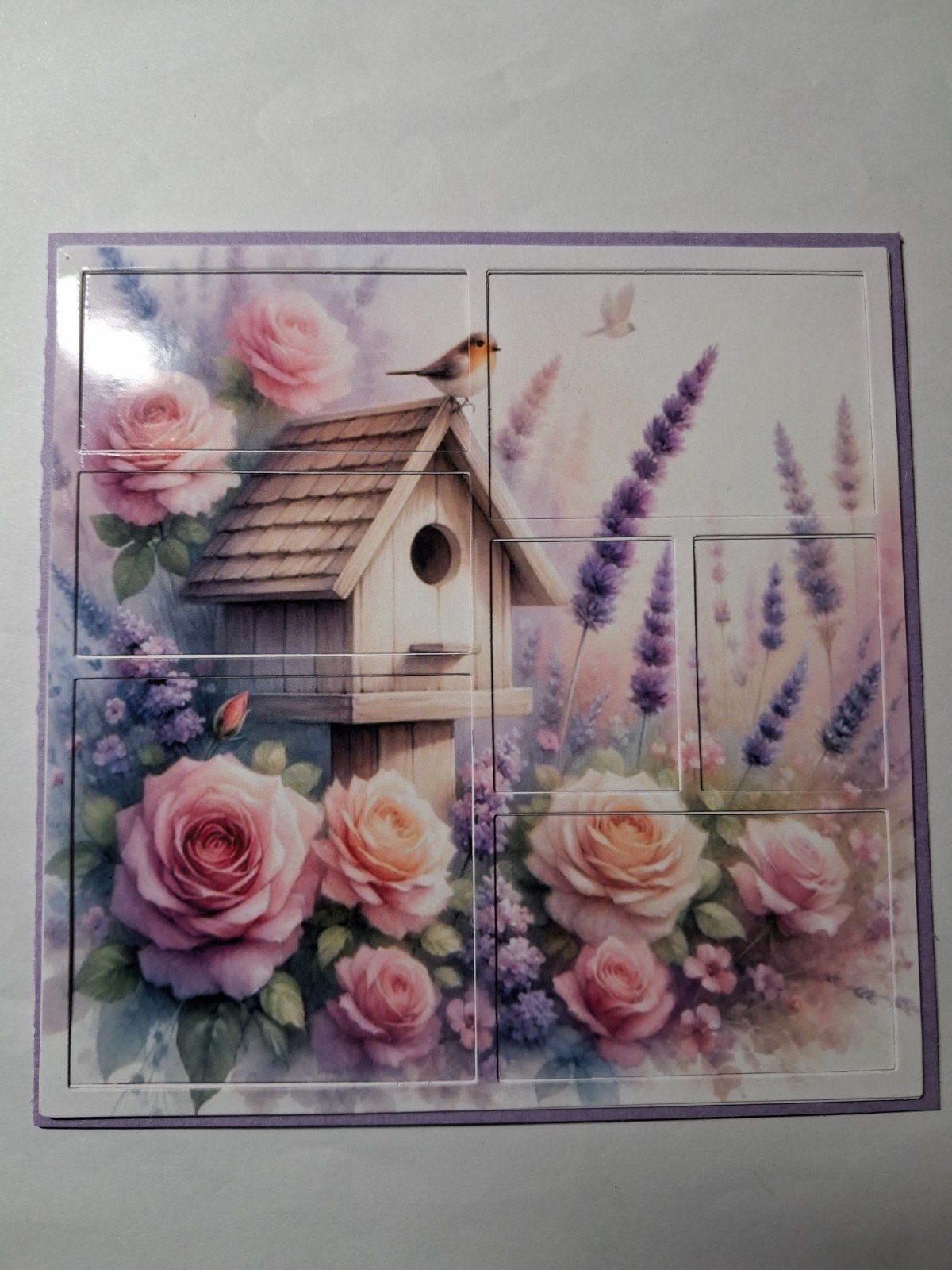 dieptekaart bloemen met vogelhuisje en vogeltje, Hobby en Vrije tijd, Ophalen of Verzenden, Overige thema's