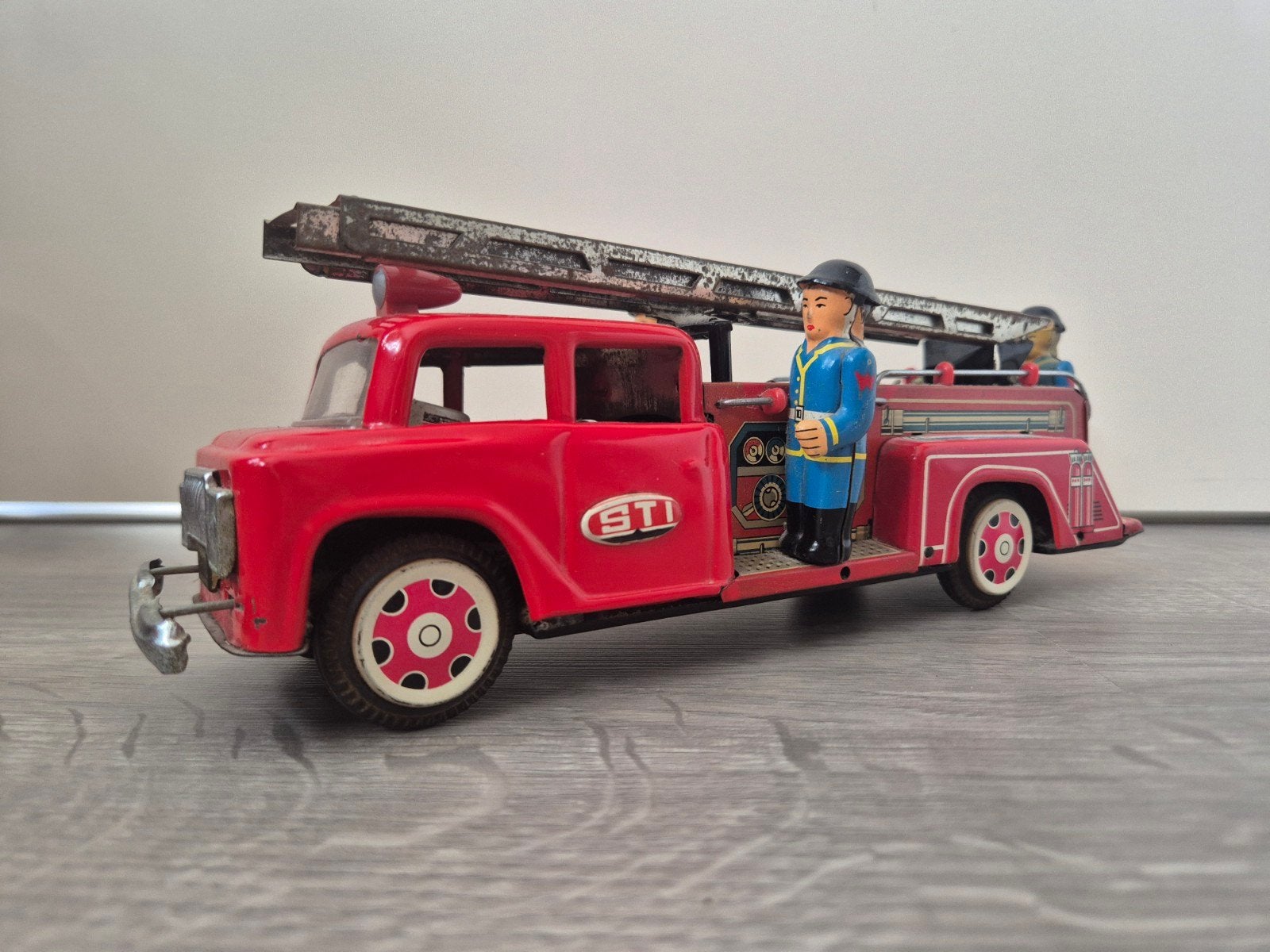 Vintage Blikken Brandweerauto STI (MF 718) – Jaren 60/70 – W, Ophalen of Verzenden, Gebruikt