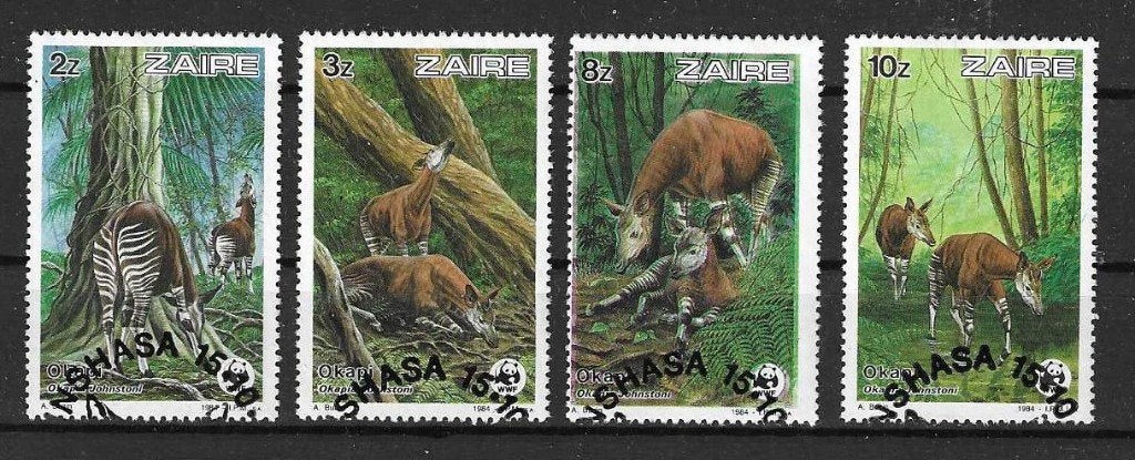 Zaïre Michel 875-878 gestempeld WNF, Ophalen of Verzenden, Overige landen, Gestempeld