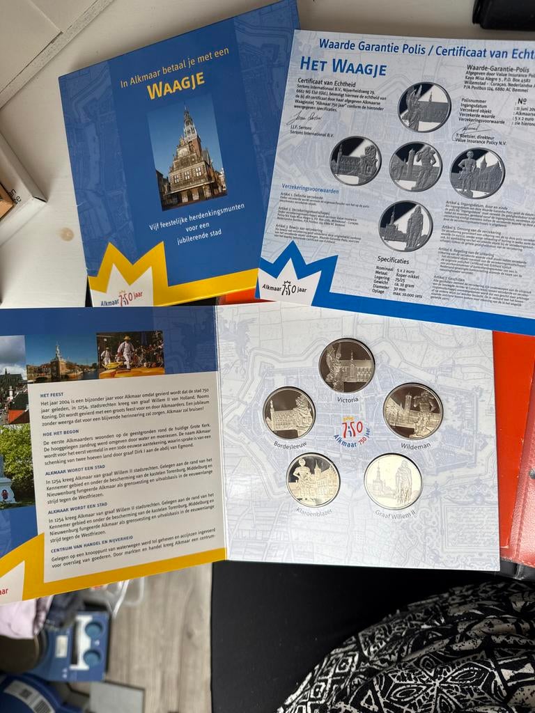 Alkmaar 750 jaar 'Het Waagje' herdenkingsmunten set, Ophalen of Verzenden, Koningin Beatrix, Euro's, Setje
