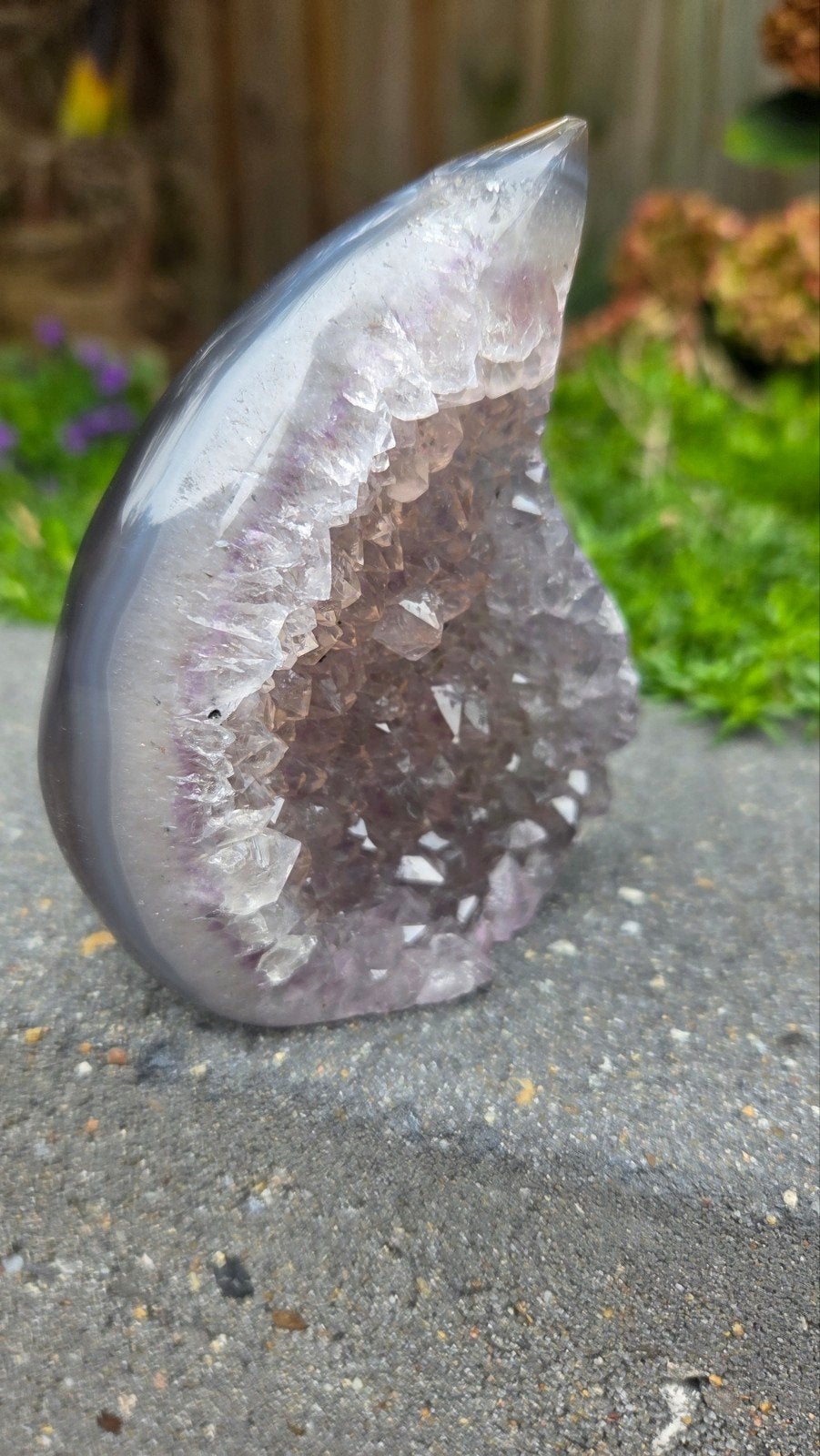 Agaat/Amethist Vlam - 440g, 10.5cm hoog, Ophalen of Verzenden