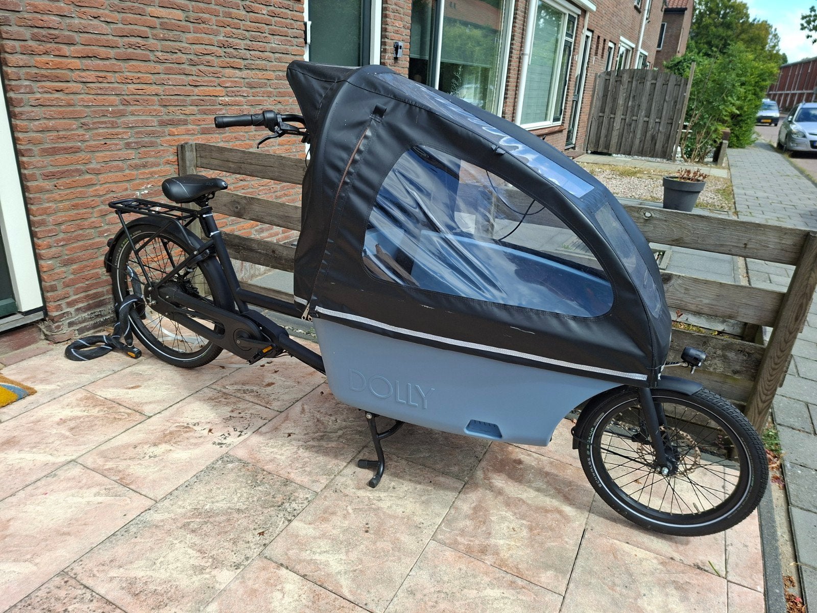 Dolly Bakfiets elektrisch met regenhuif - Zo goed als nieuw, Huif, Zo goed als nieuw, 2 kinderen, Schijfrem