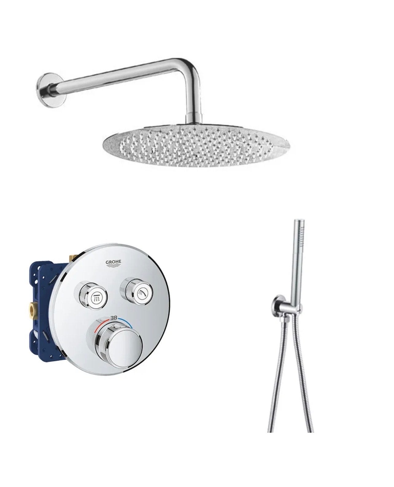 Nieuwe Grohe inbouw regendouche 30cm chroom, Huis en Inrichting, Ophalen of Verzenden, Nieuw, Met douche