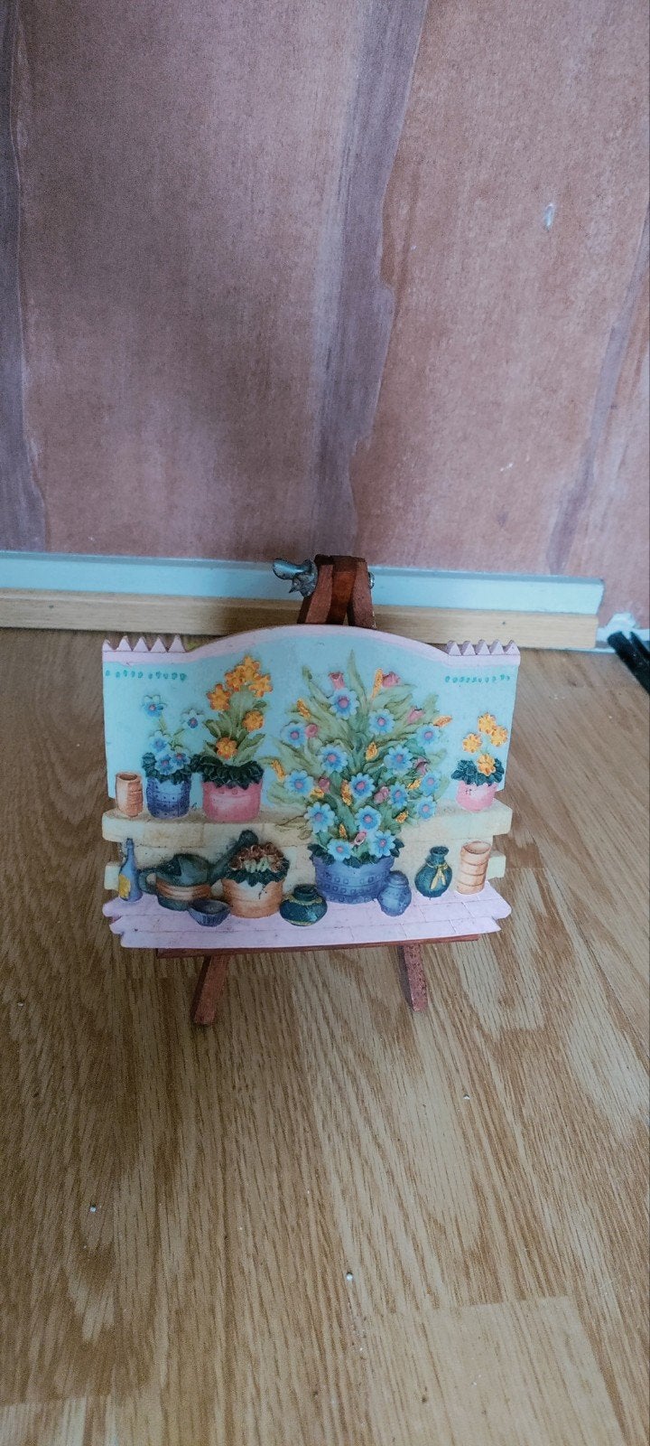 Mini 3D schilderij met bloemen en schildersezel, Gebruikt, Meerkleurig, Knutselwerk, Natuur en Bloemen