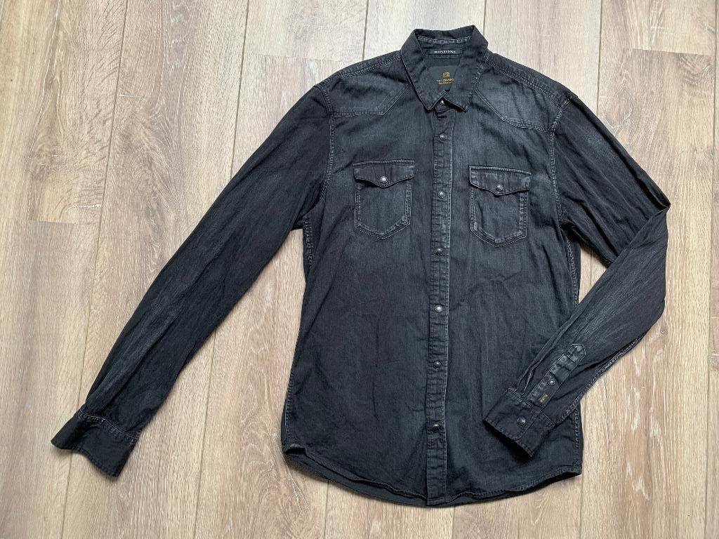 Scotch&Soda jeans blouse spijker overhemd blauw zwart S/46, Verzenden, Halswijdte 38 (S) of kleiner, Zwart, Zo goed als nieuw