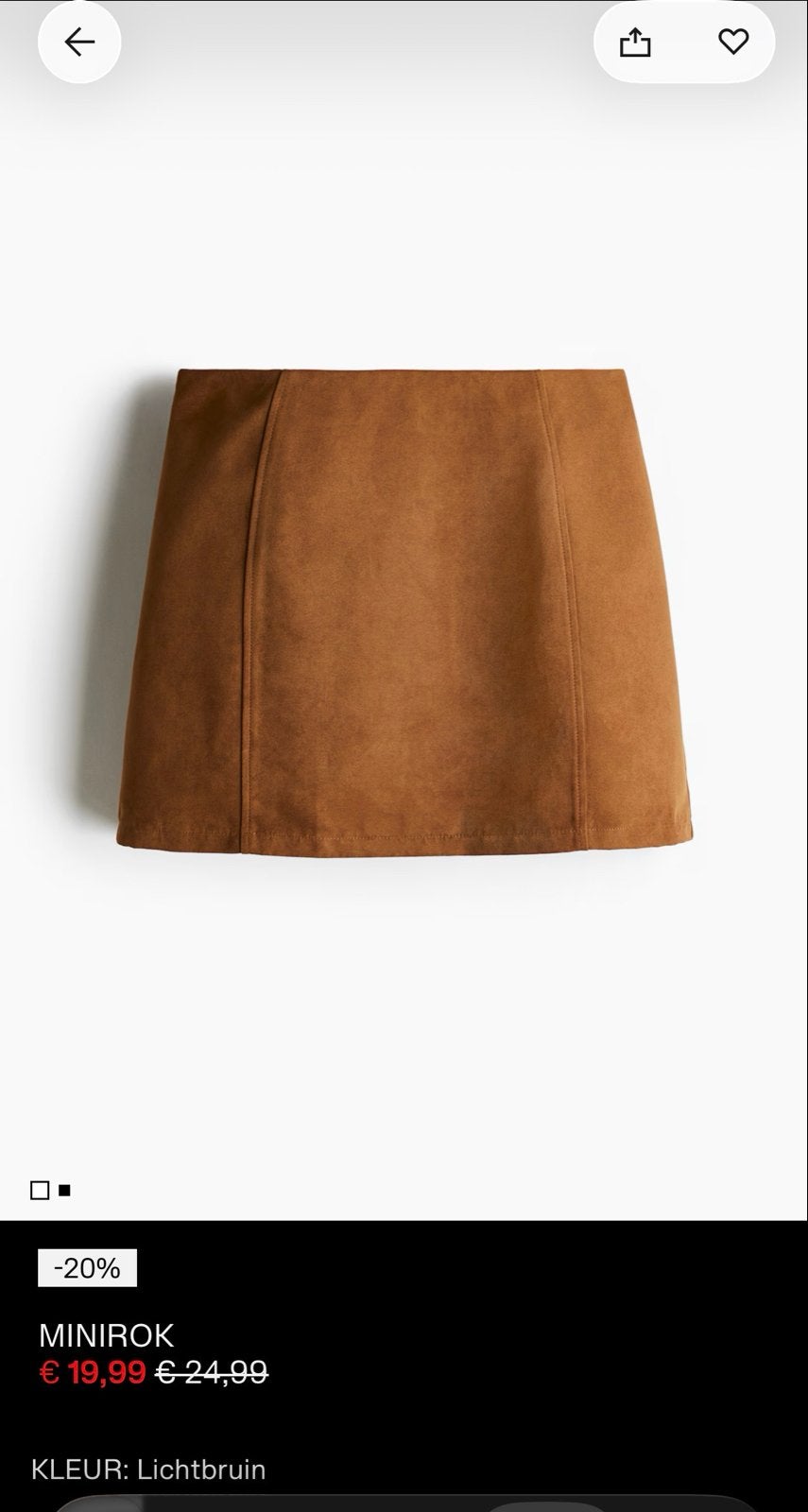 H&M Nieuwe bruine minirok van H&M, maat XS, Ophalen, Bruin, Nieuw, Maat 34 (XS) of kleiner