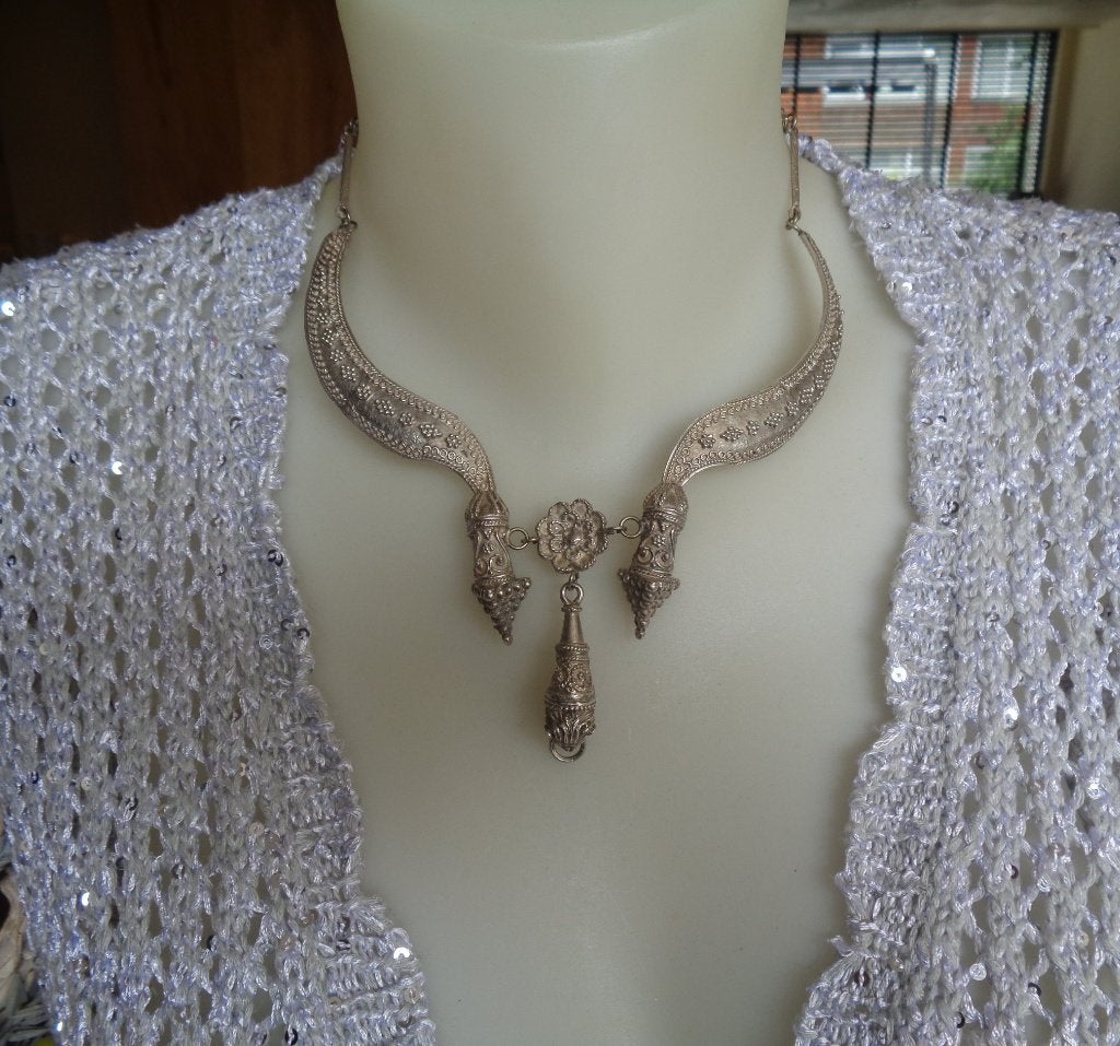 zilveren aparte etnische Miao ketting [928], Sieraden, Tassen en Uiterlijk, Antieke sieraden, Verzenden, Zilver, Ketting