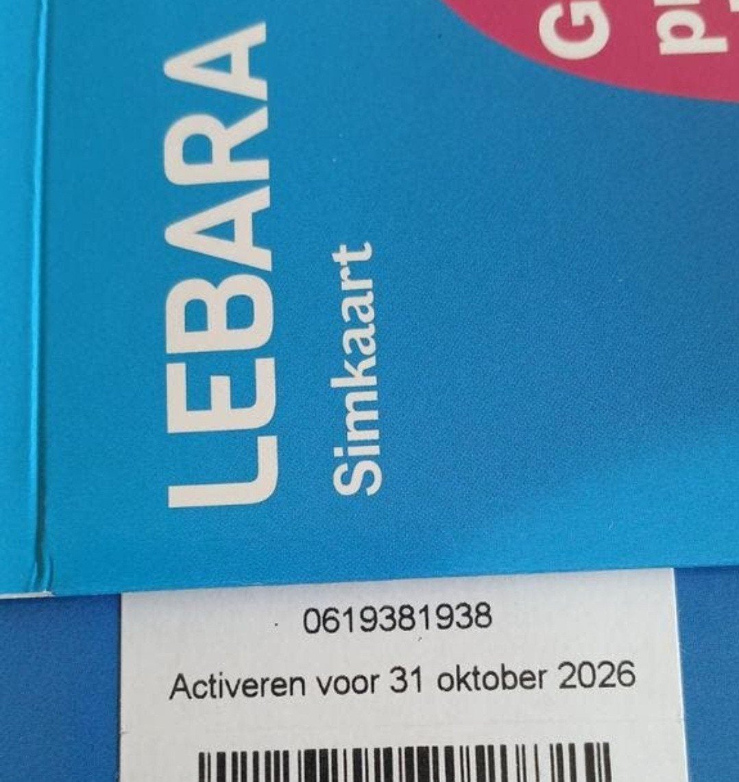 Lebara Simkaart 0619381938 - Activeer voor 31 oktober 2026, Ophalen of Verzenden, Nieuw, Overige providers, Simkaart
