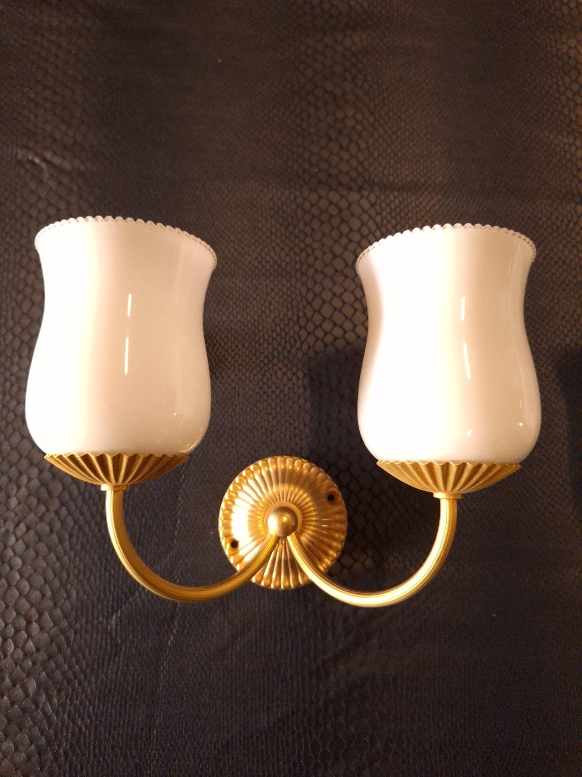set Franse vintage wandlampjes, lampjes melkglas, Gebruikt, Vintage, Ophalen of Verzenden, Nvt