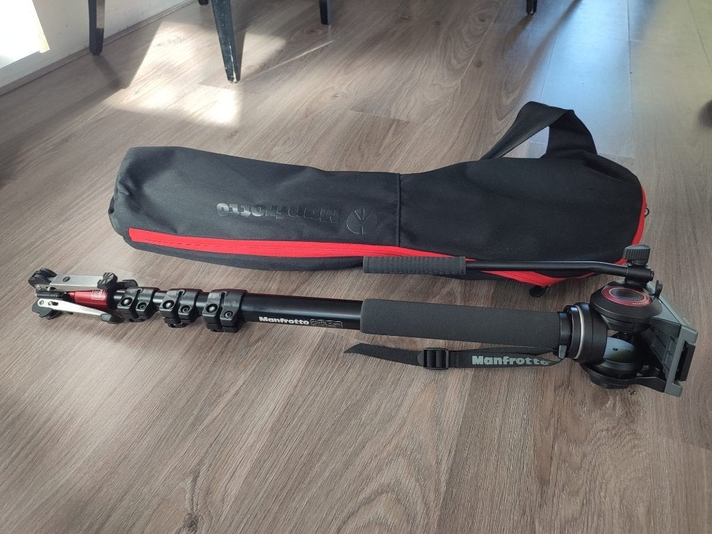 Manfrotto MVM500A Fluid Video Monopod met MBAG80N Draagtas, Ophalen, Eenpoot, Inclusief draagtas, Zo goed als nieuw