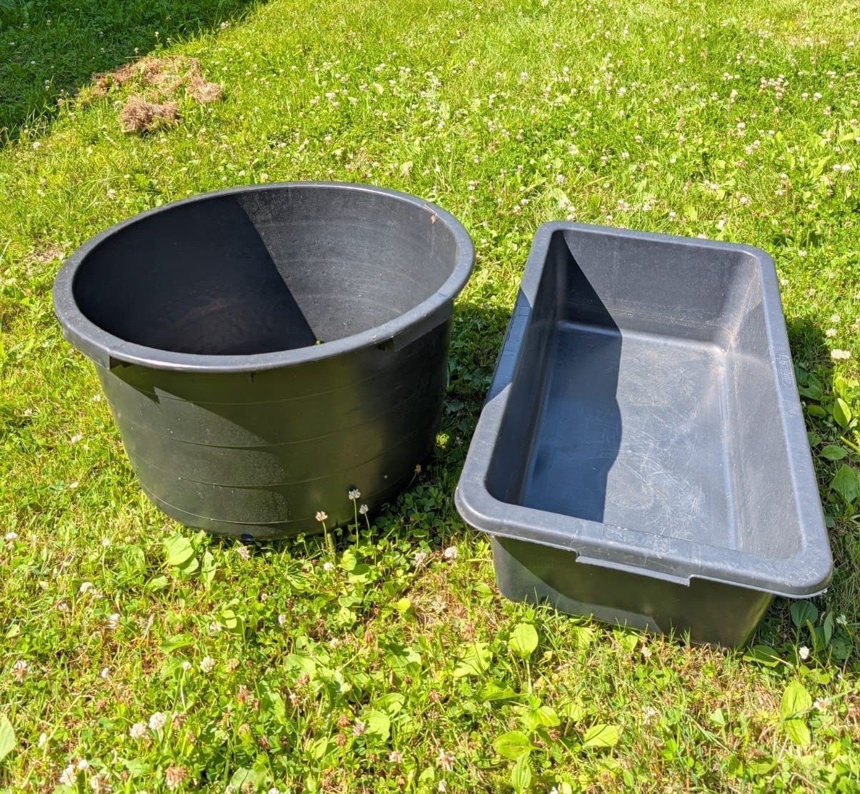 2 kunststof bakken, Ophalen, Rond, Kunststof, Minder dan 30 cm