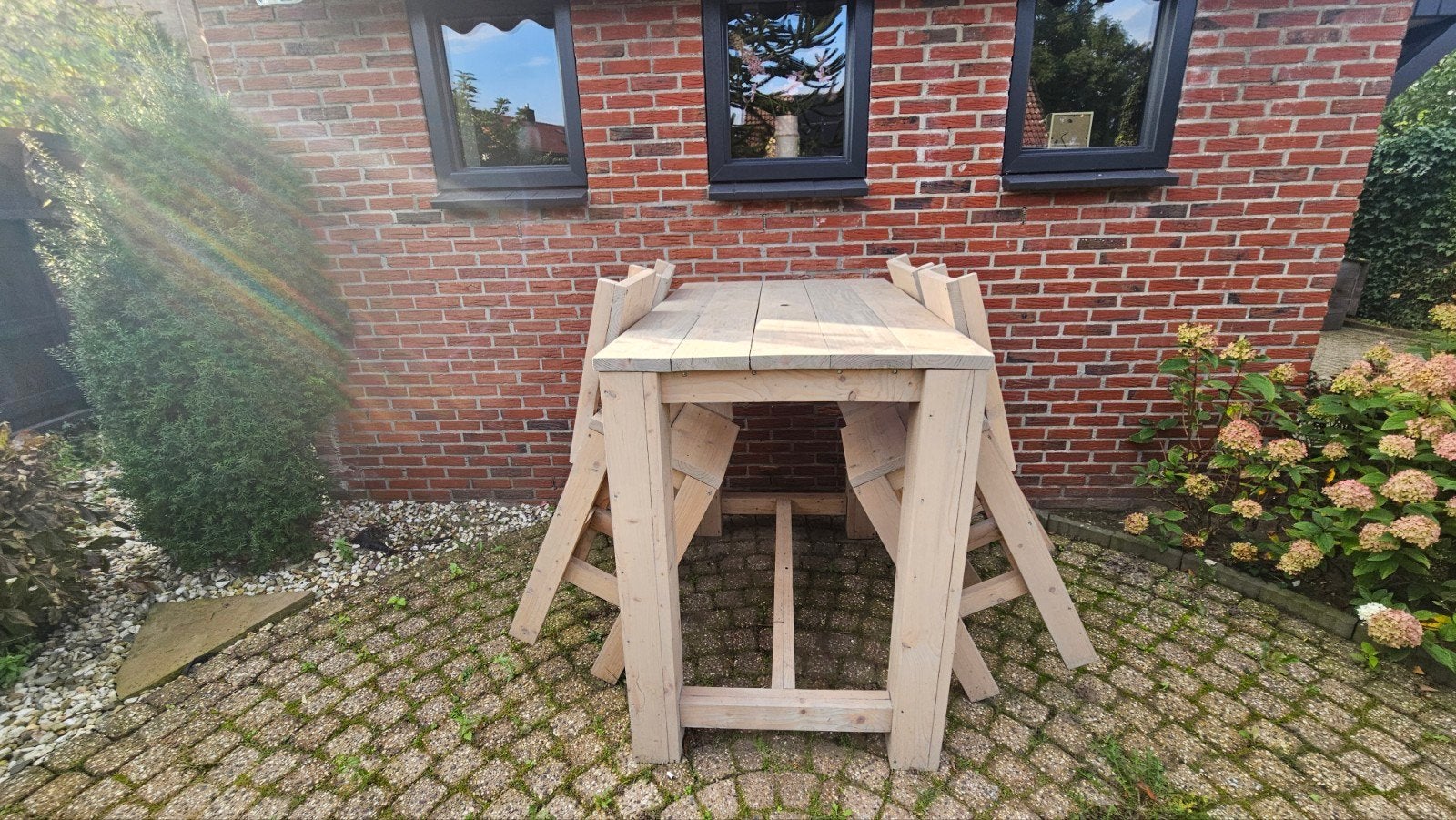 buitentafel set hout (hoog.model), Ophalen, Hout