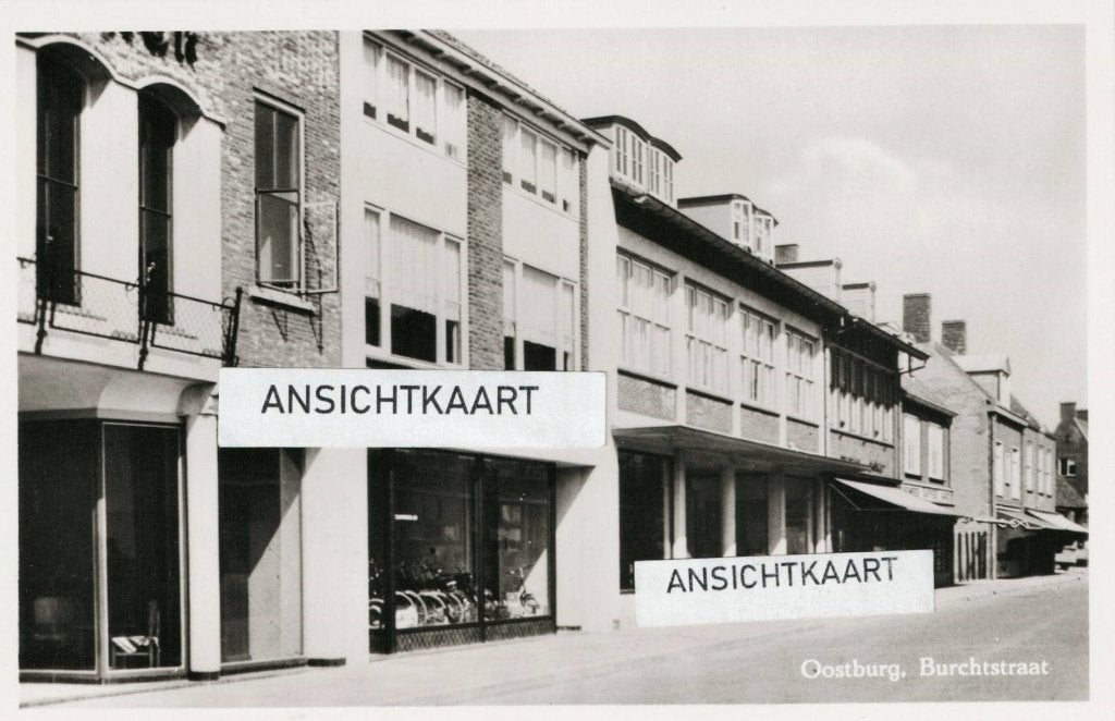 Ansichtkaart Oostburg - Burchtstraat - 1956, Ophalen of Verzenden, 1940 tot 1960, Ongelopen, Zeeland