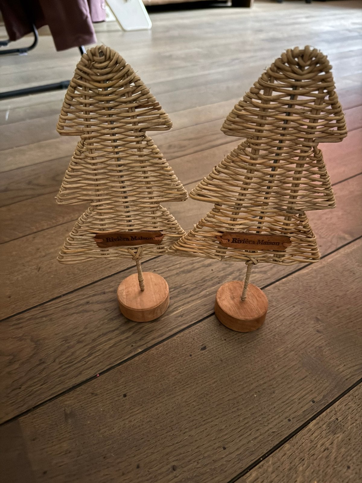 2 rattan kerstboompjes riviera maison, Ophalen of Verzenden, Zo goed als nieuw