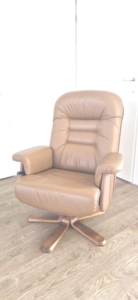 Comfortabele leren relaxfauteuil (Nieuw), Huis en Inrichting, Fauteuils, Ophalen, Gebruikt, Klassiek, Comfortabel, 75 tot 100 cm